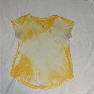 Yellow/white tie-dye soft & sexy short sleeve top